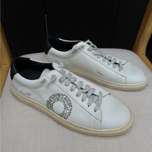 Oliver Cabell White and Black Sneakers with Silver Detail